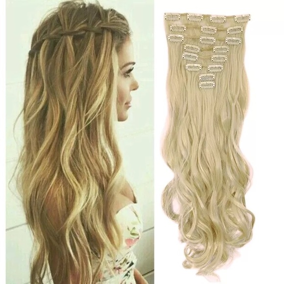 8piece 17 L curly synthetic extensions blonde