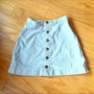 American apparel light wash denim button skirt