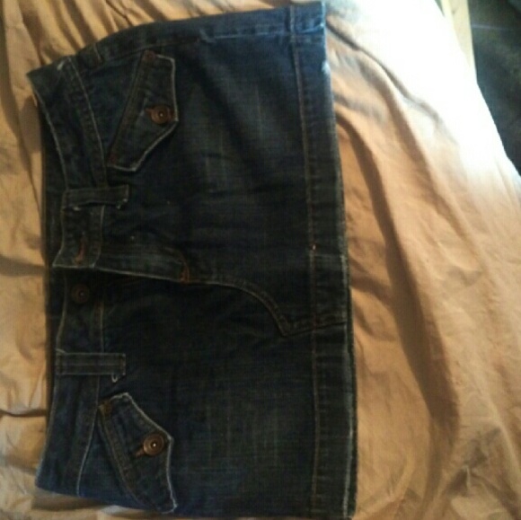 New dark denim jean skirt sz 5 flap pockets
