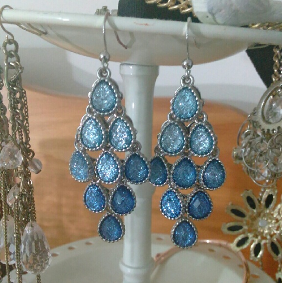 Dangling blue earrings