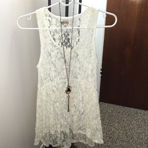 Mudd Ivory Lace High-Low Tank Top!❤️