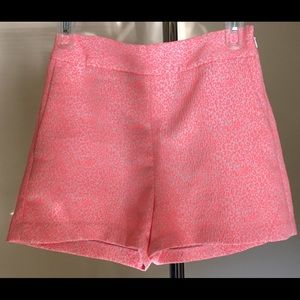High waisted neon pink print shorts