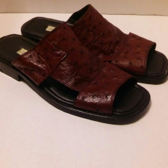 Mens MAX LEATHER OSTRICH SLIPPERS, game!