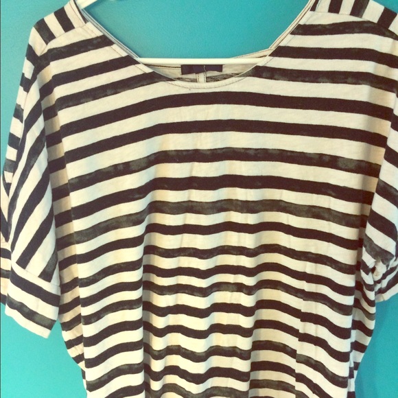 Black &white striped plus size shirt