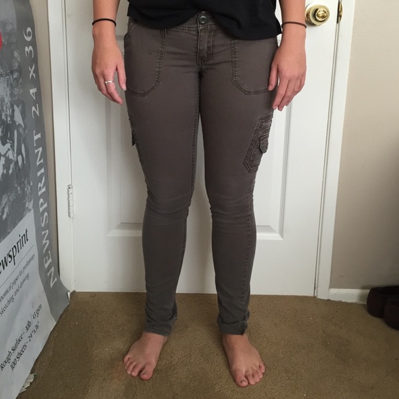 Olive green skinny cargo pants