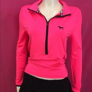Super cute hot pink half zip coat