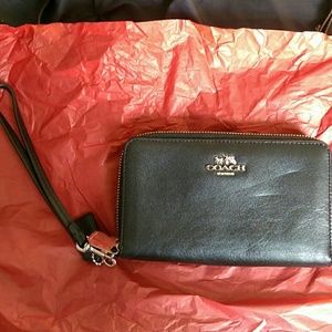 Genuine Leather Coach Clutch Wristlet Wallet NWT