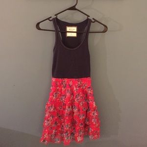 Navy and Red Floral Dress