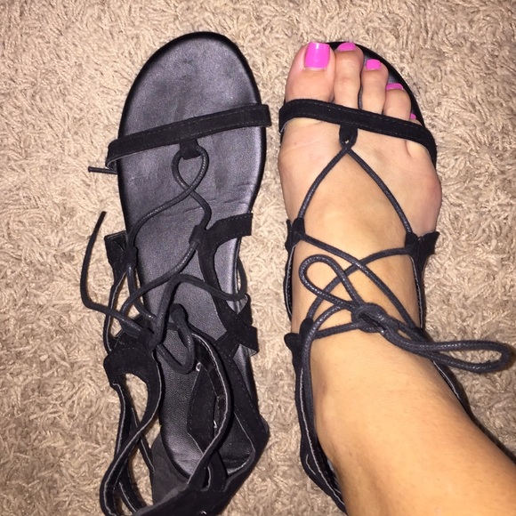 Black lace up sandals