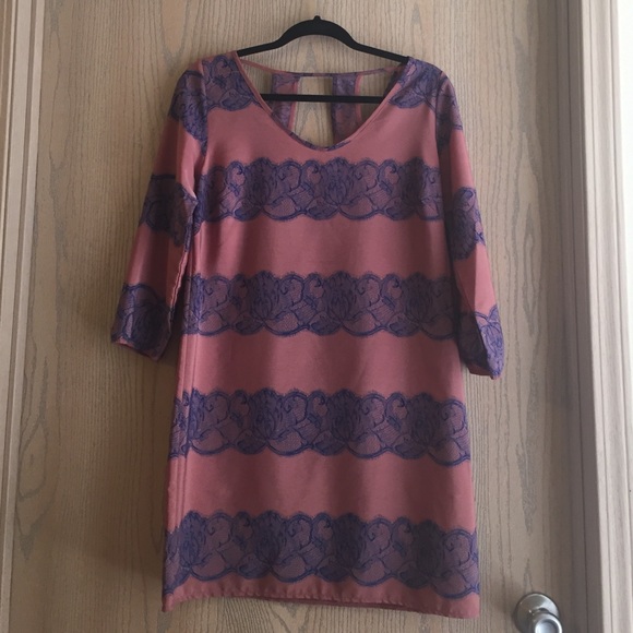 Slick mauve and blue dress