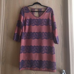 Slick mauve and blue dress