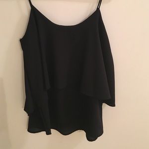 Black strapped layered top
