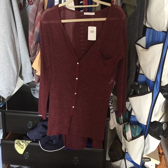 maroon sweater/cardigan