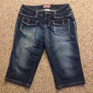 Boho knee length jean shorts
