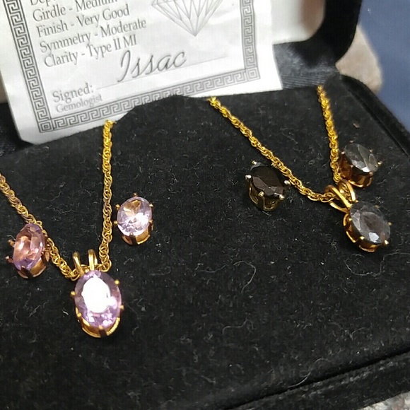 Real Sapphire and Amethyst Earrings and Necklaces