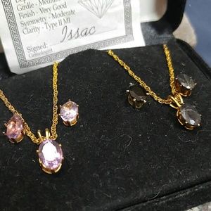 Real Sapphire and Amethyst Earrings and Necklaces