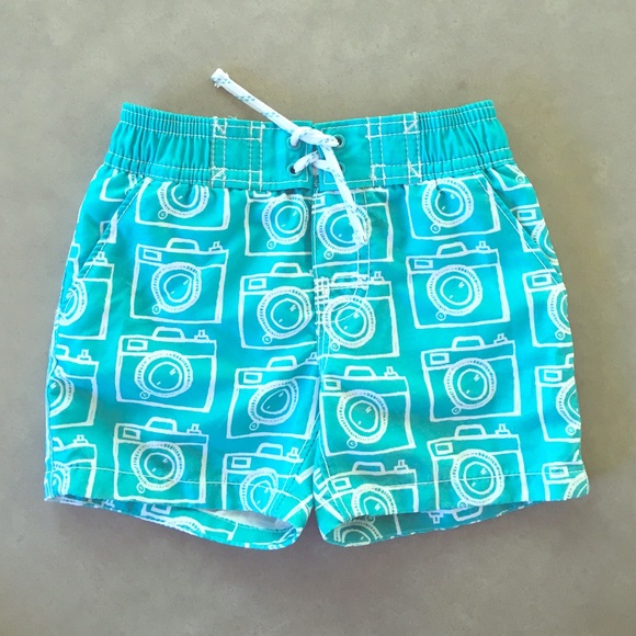 BabyGap Swim Shorts- Teal Camera Print Sz 12-18 mo - Picture 1 of 4