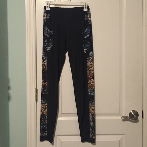 Beauty and the beast stained glass print leggings