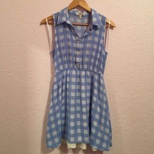 Two toned blue checkered summer dress