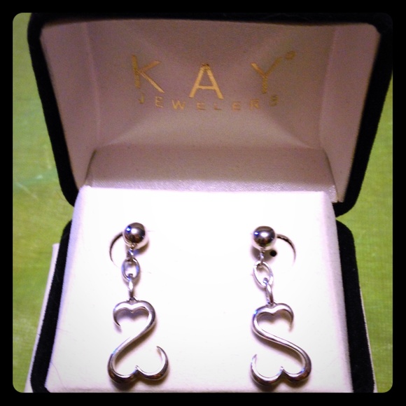 Sterling Silver Dangle "Open Hearts" Earrings