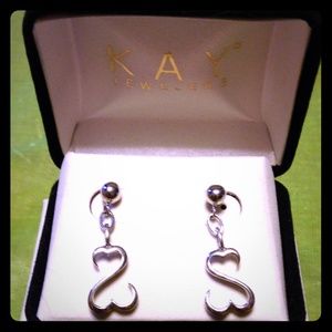 Sterling Silver Dangle "Open Hearts" Earrings