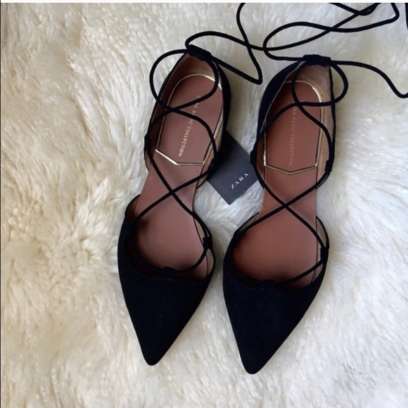 NEW ZARA LACE UP FLATS - Picture 2 of 3