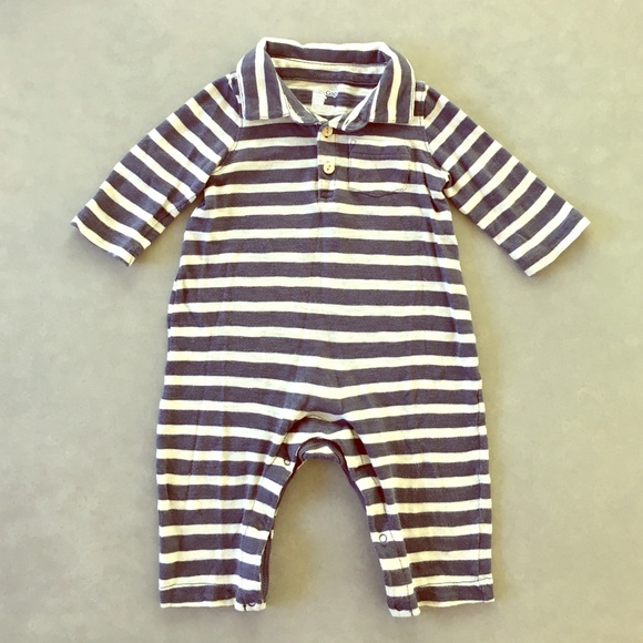 BabyGap-Blue Striped Polo One Piece Sz 3-6 months - Picture 1 of 4