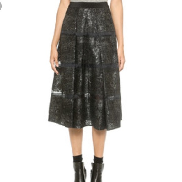 Black and silver midi skirt