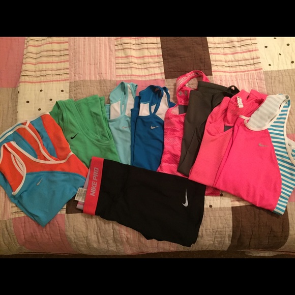 Nike/Under Armour tanks/Nike Pro shorts
