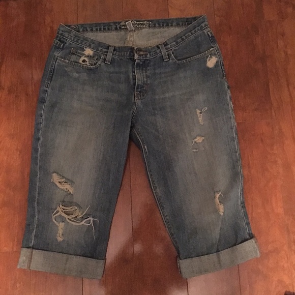 Denim cropped pants