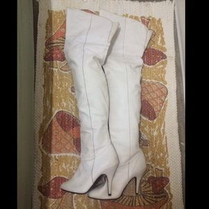 💫Sexy white leather over the knee GoGo boots