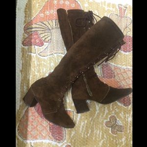 👢RARE true vintage leather lace up hippie boots