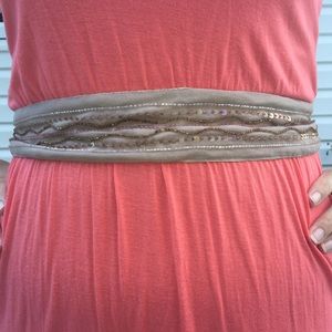 Beaded Taupe Belt