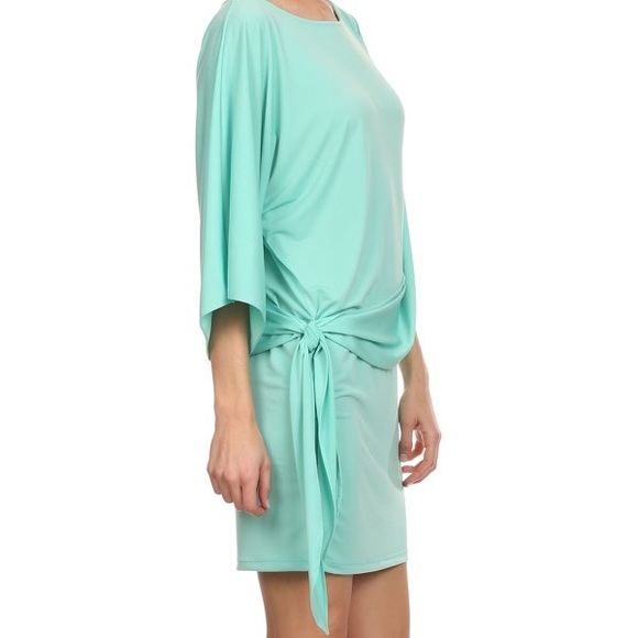Mint short dress with wrap sleeve - Picture 3 of 4