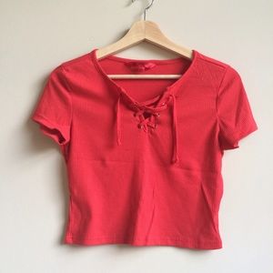 Tied-up Red Crop Top