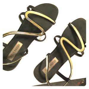 Black and metallic gold Steve Madden Sandals