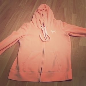 PINK zip up in weathered neon orange sz L