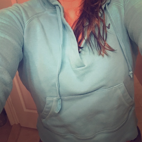 Closet clear out saleTurquoise blue V neck hoodie