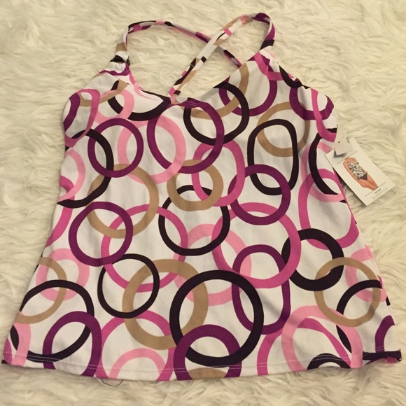 Jantzen Tankini Top 12 Brown Purple NWT - Picture 1 of 4