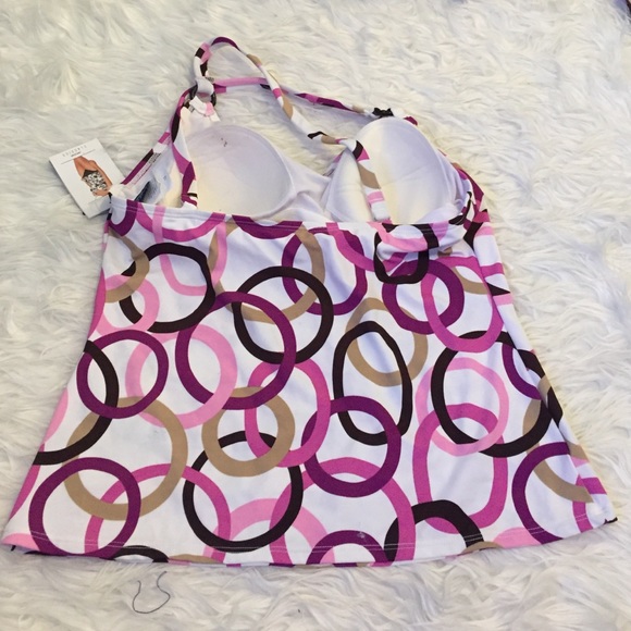 Jantzen Tankini Top 12 Brown Purple NWT - Picture 2 of 4