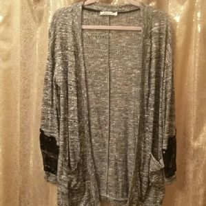 Long gray knit cardigan