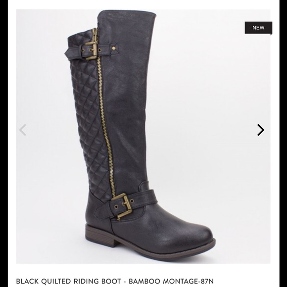 Black bamboo quilted boots