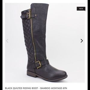 Black bamboo quilted boots
