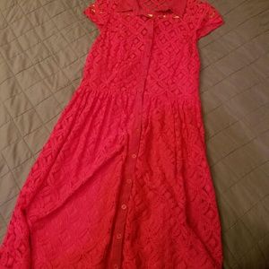 Dark pink and lacey button up dress