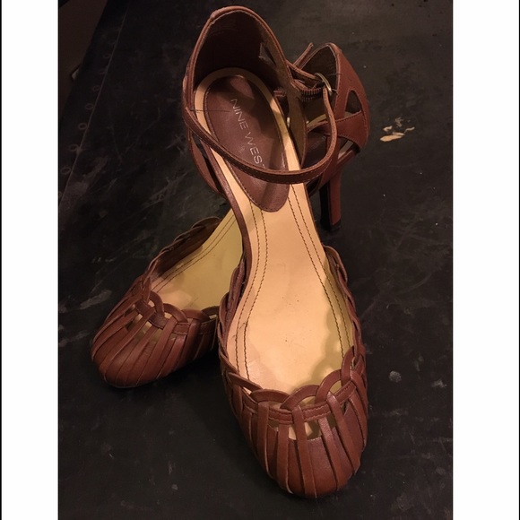 Genuine Leather heels cognac color/ 1940's style