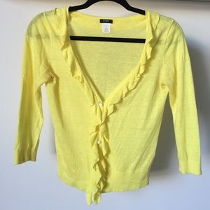 J.Crew %100 Linen Ruffle Sweater