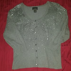 Gray Sequin Cardigan