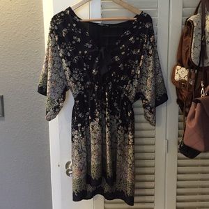 Kimono style, tie-front dress