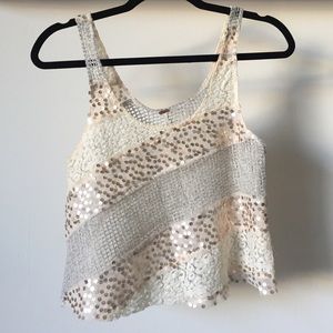 Free People Lace & Sequin Crop Top