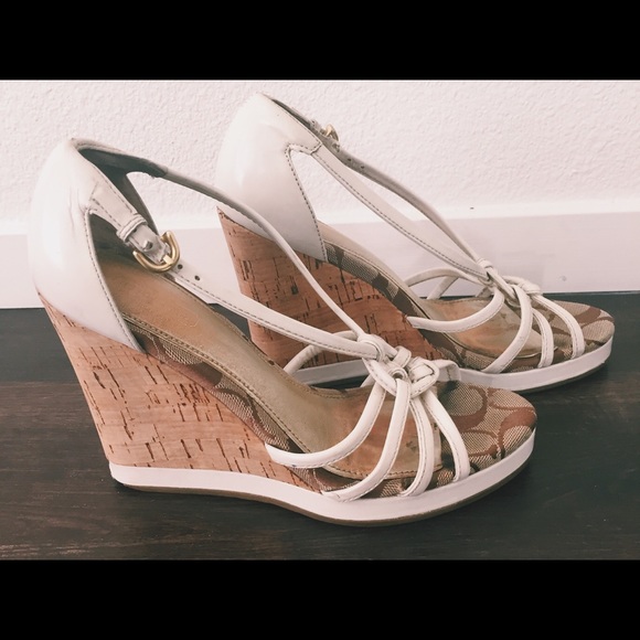 Authentic Coach Signature Patent CorkWedge Sandals - Picture 3 of 3